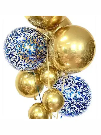 Deluxe Royal Blue Glitter and Gold Balloon Bouquet  Balloonz   