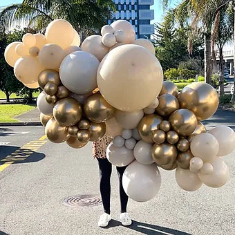 Grab and Go  gold and sand inflated balloon garland 2.5m MIDI  Balloonz   