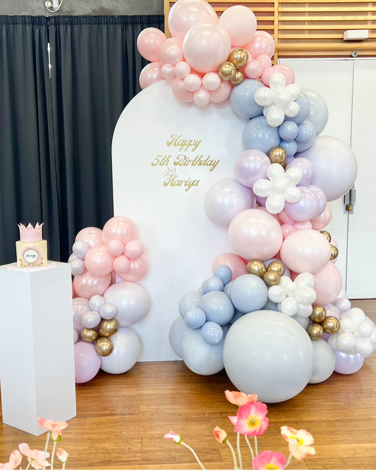 Happy birthday balloon backdrop in princess theme Balloon Arch Balloonz   