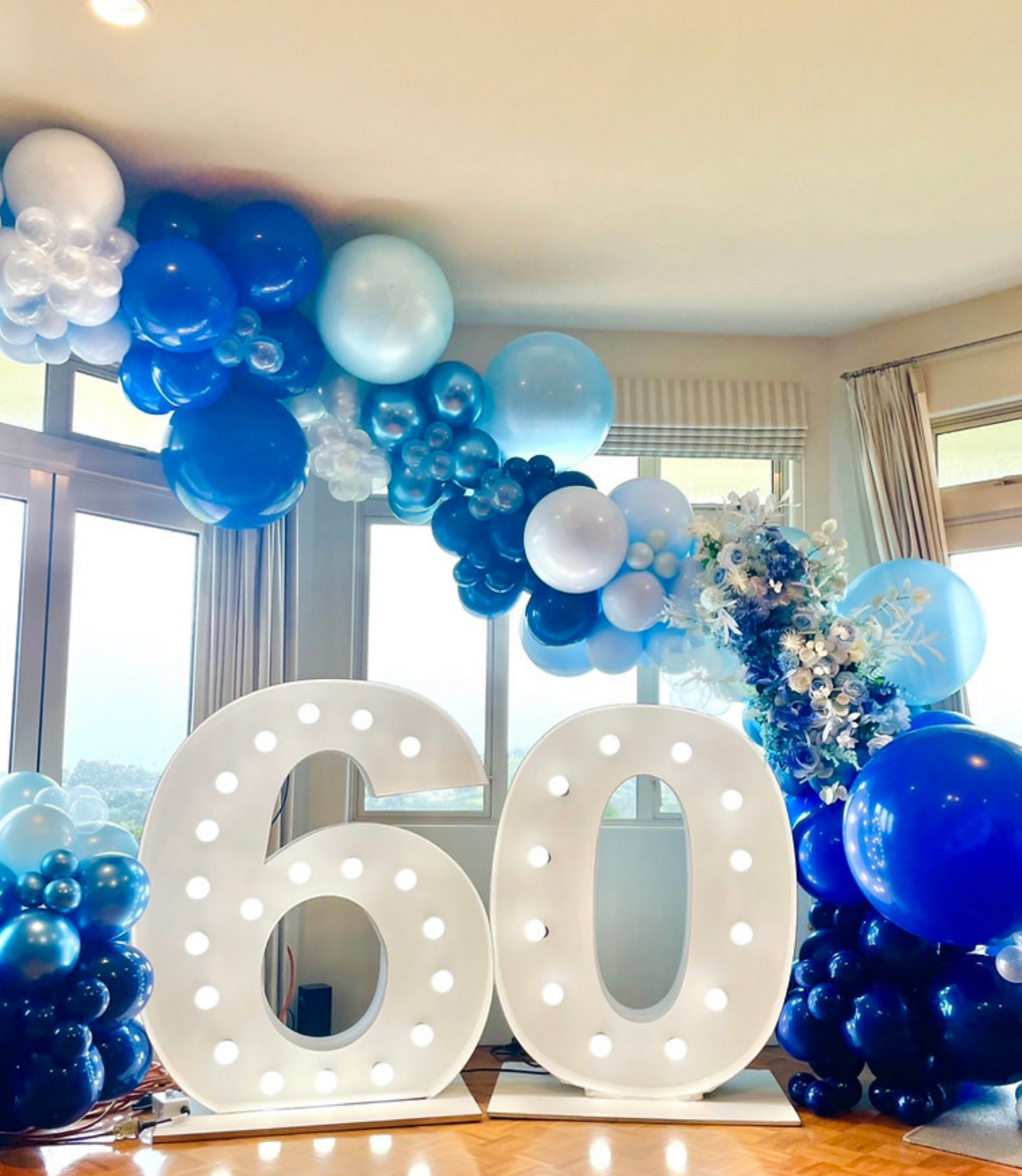 60th Light up number hire and balloons package  Balloonz   