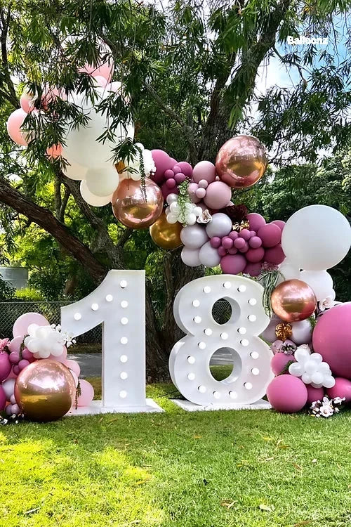 18 Light up numbers and ballon garland floral package Balloon Balloonz   