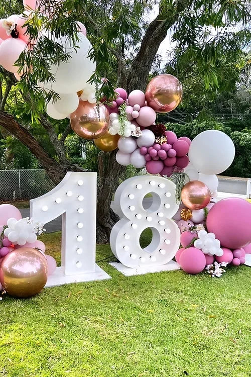 18 Light up numbers and ballon garland floral package Balloon Balloonz   