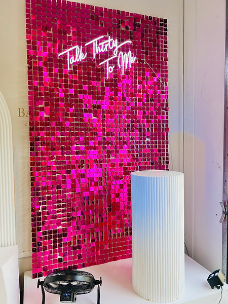 Hot Pink Shimmer wall and neon signage Shimmer wall Balloonz   