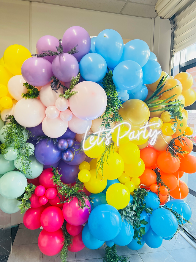 Tropical party decoration circle with neon let's party Balloon Balloonz   