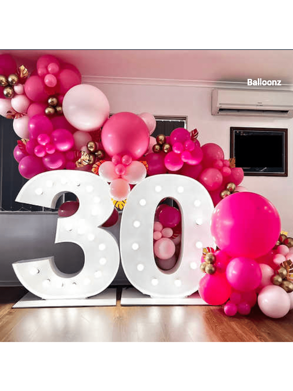 30th Light up number hire and balloons package  Balloonz   